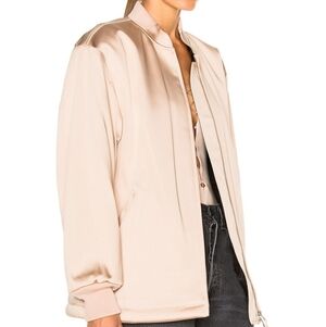 Alexander Wang Soft Beige Satin Bomber Jacket